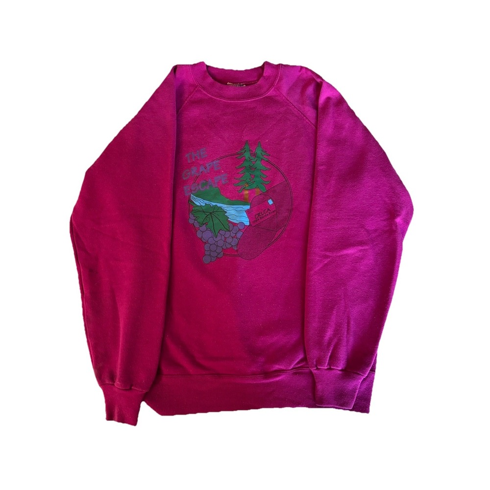 Vintage Hanes‎ Crewneck Sweatshirt SizeLarge Fuscia Grape Escape 1994 90's Retro